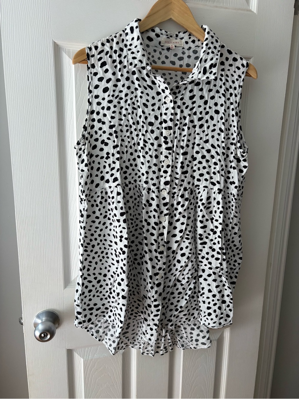 Solitaire polka dot Dalmatian sleeveless long tunic top size XL Anthro